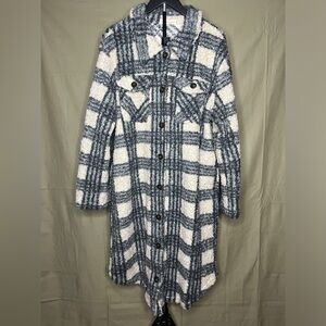 Grace & Emma Plaid Sherpa Full Length Shacket Size 2x/3x